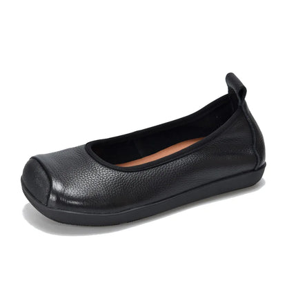 Retro Leather Ballerina Flats