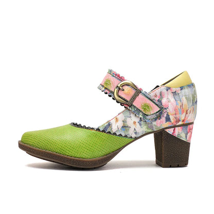 Retro Leather Mary Jane Heels