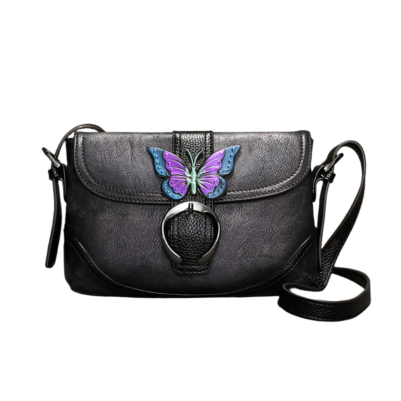 Retro Leather Shoulder Bag – Butterfly | Mint Crush
