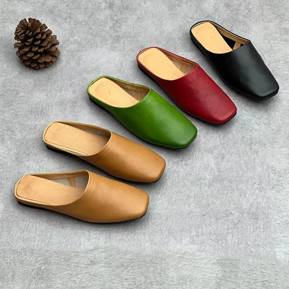 Retro Leather Slip-On Flats –  Minimalist Style
