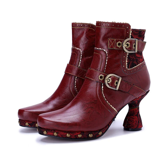 Vintage Red Leather Boots – Retro Handmade | Mint Crush