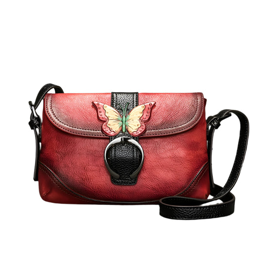 Retro Leather Shoulder Bag – Butterfly | Mint Crush