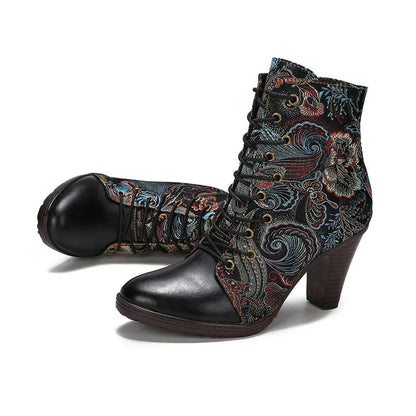 High Heel Retro Chic Boots – Handmade Leather | Mint Crush