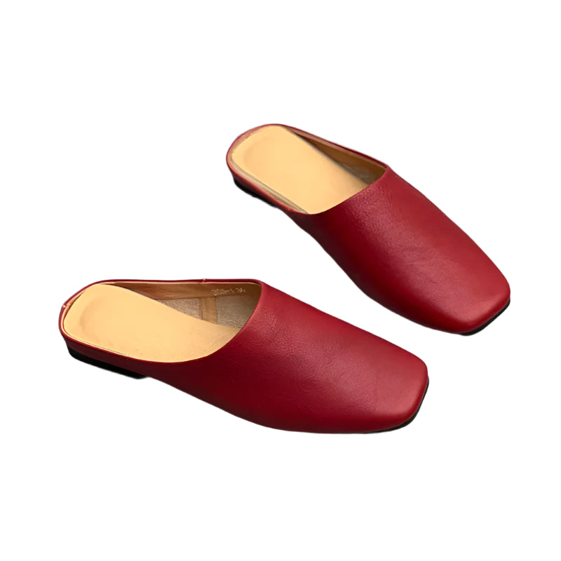 Retro Leather Slip-On Flats –  Minimalist Style