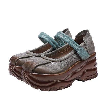 Vintage Chunky Leather Platforms – Retro Bold Style | Mint Crush