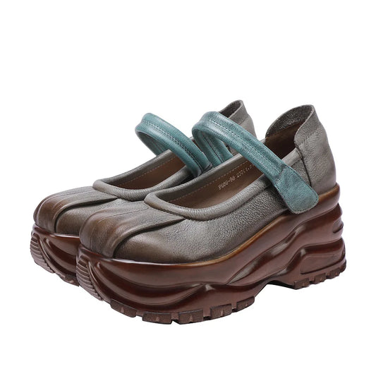 Vintage Chunky Leather Platforms – Retro Bold Style | Mint Crush